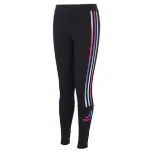 Adidas NWT Girls 3-Stripes Logo Tights Black with Multicolor size Large/14